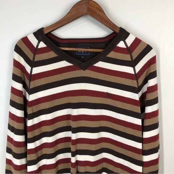 COTTONFIELD Vintage Brown Striped Dad Sweater XL - Picture 3 of 6